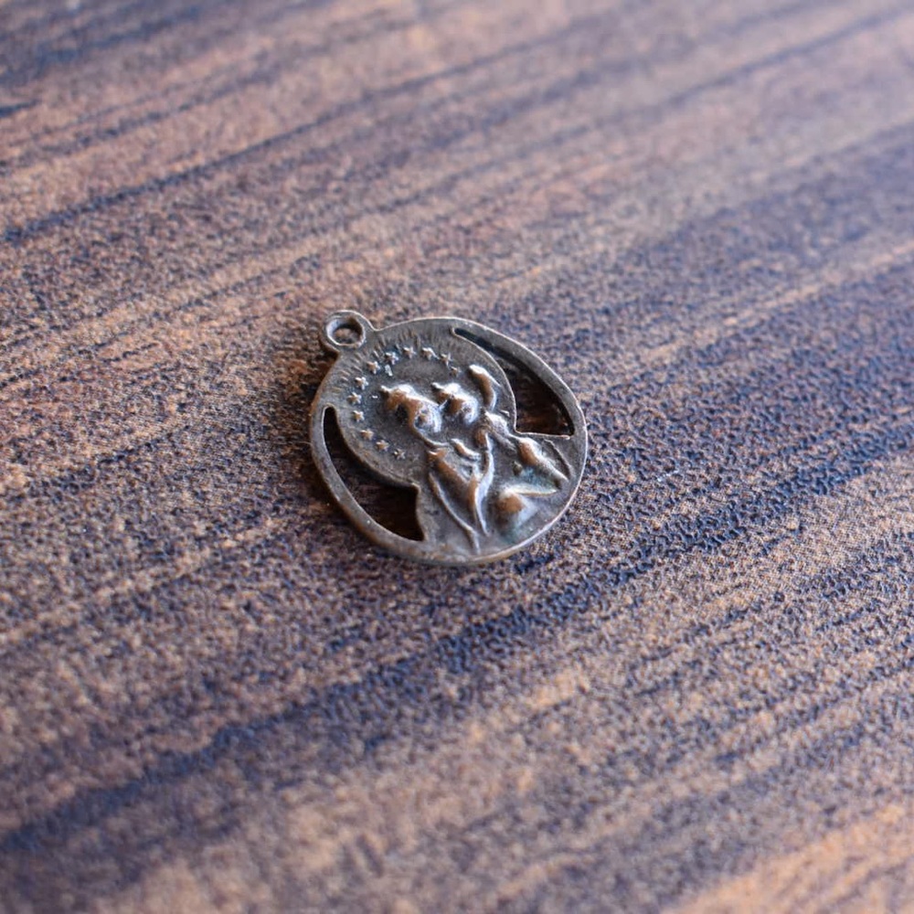 Vintage Bronze Religious Pendant